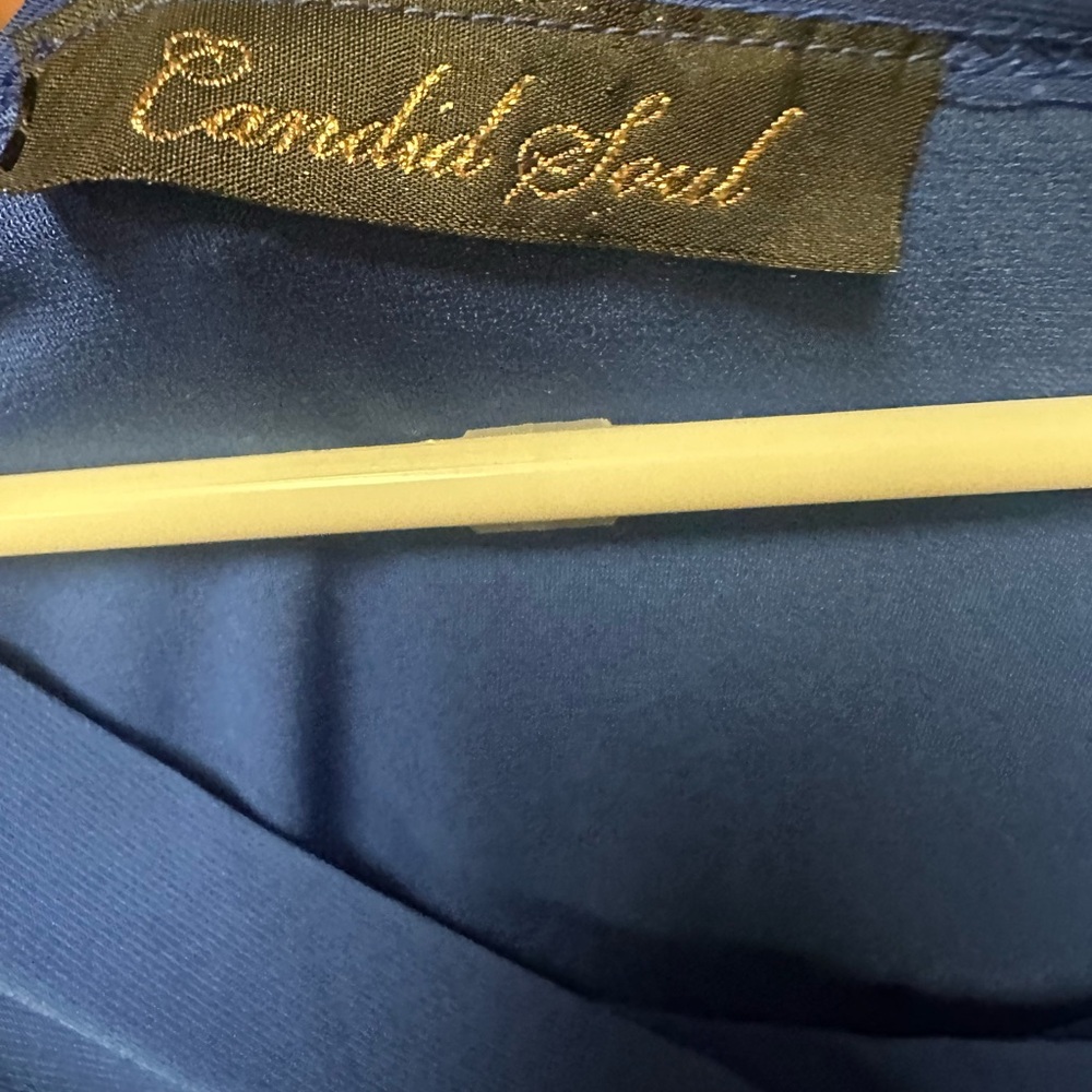 Chic‎ Cobalt Blue Drape Blouse - Picture 2 of 3